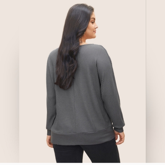 BLOOMCHIC SOLID WAFFLE KNIT WRAP LONG SLEEVE TOP WOMEN'S SIZE 4X - Picture 3 of 11